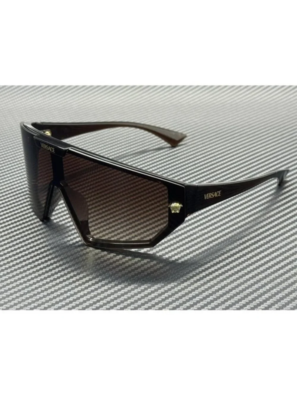 New Versace Men Transparent Brown Sunglasses 70-15-125